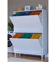 Eliusta Veluna 100 cm Kirli Çamaşır Sepetli Dolap Banyo Dolabı Beyaz 100x138x32,5 cm 6 Sepetli Dolap