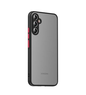 Galaxy A54 Kılıf Zore Hux Düğme ve Kapak Zıt Renk Kılıf (Siyah)