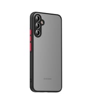 Galaxy A54 Kılıf Zore Hux Düğme ve Kapak Zıt Renk Kılıf (Siyah)