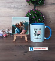 Babalar Günü Hediyesi Fotoğraflı Dekoratif Taş, Kupa Bardak Beyaz Hediye (Model 4)