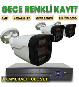 XMPro 3 KAMERALI İNSAN ARAÇ YÜZ ALGILAYAN GECE RENKLİ GÖSTEREN PLASTİK KASA GÜVENLİK KAMERA SETİ