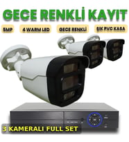 XMPro 3 KAMERALI İNSAN ARAÇ YÜZ ALGILAYAN GECE RENKLİ GÖSTEREN PLASTİK KASA GÜVENLİK KAMERA SETİ