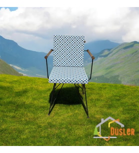 40*80 Duck Kumaş Mavi Geometrik Desenli 5 Cm lik Sırtlı Sandalye Minderi