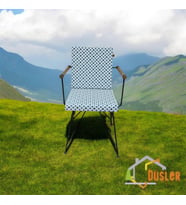 40*80 Duck Kumaş Mavi Geometrik Desenli 5 Cm lik Sırtlı Sandalye Minderi