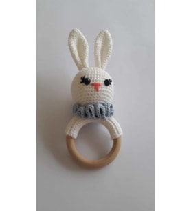 Sevimli Tavşan Çıngıraklı Diş Kaşıyıcı Amigurumi Organik Oyuncak
