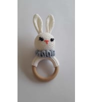 Sevimli Tavşan Çıngıraklı Diş Kaşıyıcı Amigurumi Organik Oyuncak