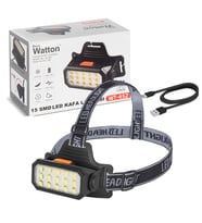 15 LEDLİ SARI / BEYAZ ŞARJLI KAFA LAMBASI WATTON WT-652