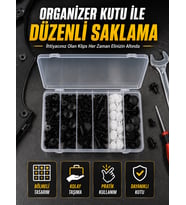 Profesyonel Oto Klips Tamir Seti 6 Farklı Model Plastik Sabitleme Pimi Organizer Kutulu