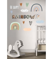 Rainbow-Be Happy Çocuk Odası Duvar Sticker Dekorasyon Seti Model 1 (Karışık)