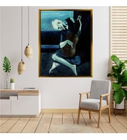 Tablore Pablo Picasso Gitar Çalan Adam Çerçeveli Kanvas Tablo Modern Salon Dekoru