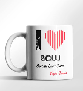 Kişiye Özel Bolu Seninle Daha Güzel Tema Beyaz Kupa