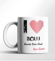 Kişiye Özel Bolu Seninle Daha Güzel Tema Beyaz Kupa