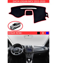 Dacia Logan Mcv 2015-2020 Için Uygun Torpido Koruma Halısı Siyah Kenar Renk Kırmızı