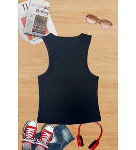 Kadın Halter Yaka Siyah Crop/Bluz
