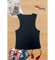 Kadın Halter Yaka Siyah Crop/Bluz