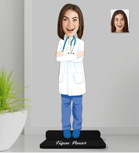 Kişiye Özel Doktor Kadın Ahşap Biblo-6