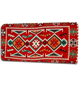 Dolgulu Şark Köşesi Yastığı, 40 X 90 cm Kırmızı, Doğal Sazlık İçerikli, Otantik Ürün, Fermuarlı Kilim Kılıf