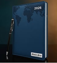 BK Gift Kişiye Özel İsimli Termo Sert Kapak 2026 Lacivert Ajanda & Kalem -16, Öğretmenler Günü Hediyesi, Yeni İş Hediyesi