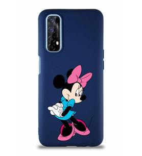 Realme 7 Soft Premier Kapak Minnie Mouse-F Tasarımlı Silikon Kılıf - Lacivert (Şeffaf)