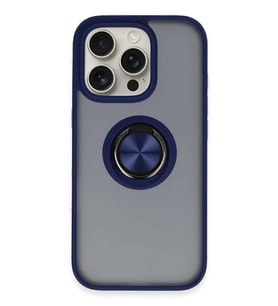 iPhone 16 Pro Max Kılıf Montreal Yüzüklü Silikon Kapak - Lacivert