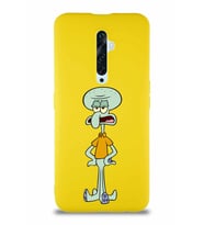 Oppo Reno 2Z Soft Premier Kapak Squidward Dokunaç Tasarımlı Silikon Kılıf - Sarı (Şeffaf)