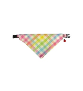 Cocopet Renkli Kare Desenli Ayarlanabilir Fular Bandana Kedli Tasması