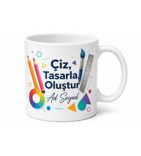 İsme Özel Çiz Tasarla Yarat Yazılı Tasarımcı Kupası Hediye Bardak