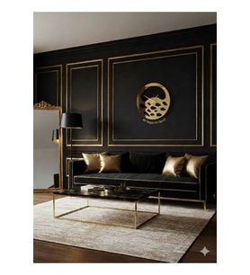 AS TASARIM LAZER NOVA MODERN DUVAR SAATİ DEKORASYON 45 cm GOLD