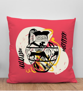 BK Gift Modern Art Tasarımlı Kırmızı Kırlent Yastık, Arkadaşa Hediye, Ev Dekorasyonu, Ev Hediyesi-11