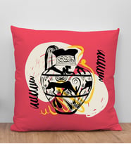BK Gift Modern Art Tasarımlı Kırmızı Kırlent Yastık, Arkadaşa Hediye, Ev Dekorasyonu, Ev Hediyesi-11