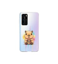 Huawei P40 ile Uyumlu Splash Kapibara Tasarımlı Şeffaf Silikon Kılıf