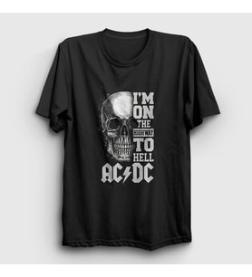 Presmono Unisex Siyah Highway To Hell Skull AC/DC T-Shirt 6423tt