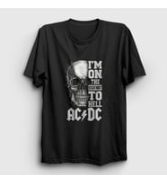 Presmono Unisex Siyah Highway To Hell Skull AC/DC T-Shirt 6423tt