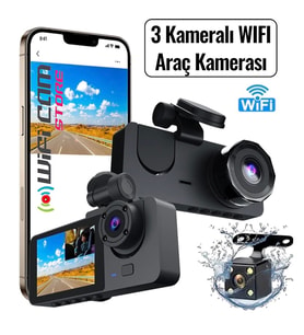 3 Kameralı Ekranlı Araç Kamerası Dahili WIFI