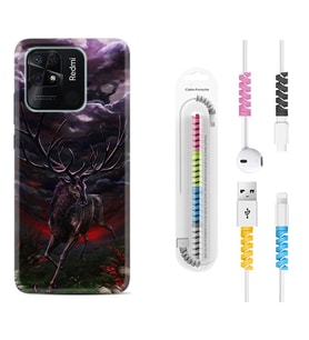 Xiaomi Redmi Note 7 8 9 Pro 10 2022 10 Pro 10S Kılıf Kablo Koruma Spiral Silikon Dark Deer 1786
