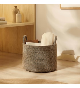 Ocean Home Textile Siyah Kırçıllı Jüt Halat Sepet 35 x 27 cm