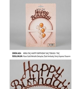 Mika Taç Happy Birthday - Rose Gold