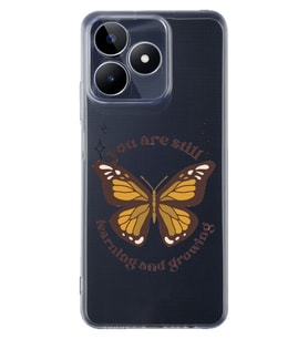 Realme C53 Uyumlu Kelebek Desenli Şeffaf Telefon Kılıfı