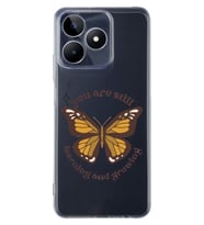 Realme C53 Uyumlu Kelebek Desenli Şeffaf Telefon Kılıfı