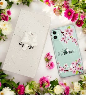 Art Sakura Tasarımlı Kişiye Özel Şeffaf Telefon Kılıfı (Tüm Telefon Modelleri Mevcuttur.) - Hediye Kutulu