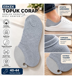 Erkek Penye Sneaker Topuk Çorap