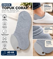 Erkek Penye Sneaker Topuk Çorap