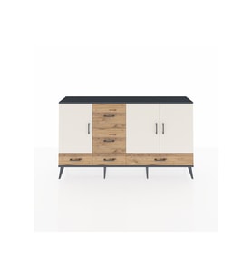 Arges Konsol 4 Raflı 5 Çekmeceli 3 Kapaklı 176x30x99 Antrasit-Aytaşı/Çam