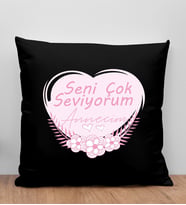 BK Gift Anneler Günü Tasarımlı Siyah Kırlent Yastık, Anneye Hediye, Ev Dekorasyonu, Anneler Günü Hediyesi-1
