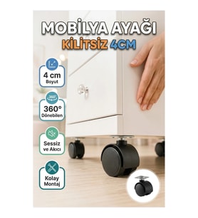 4 cm Kilitsiz Döner Mobilya Ayağı Tekli Pratik Kullanım