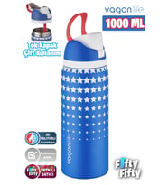 Vagonlife 1000 ML Tek Kapak Çift Kullanım Pipetli/Pipetsiz Taşıma Kulplu Çelik Termos -FFVGN045ML1000Desenli (Lacivert)