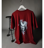 Joker Baskılı Unisex Oversize Tişört (Bordo)