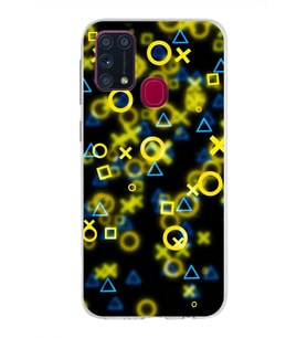 Samsung Galaxy M31 Kapak  Semboller Tasarımlı Şeffaf Silikon Kılıf