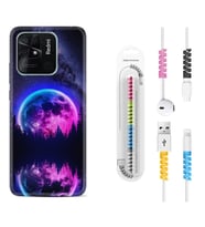Xiaomi Redmi Note 7 8 9 Pro 10 2022 10 Pro 10S Kılıf Kablo Koruma Spiral Silikon Star Planet 1652