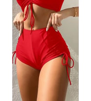 Angelsin Özel tasarım Büzgü Detaylı Bikini Altı (Kırmızı)